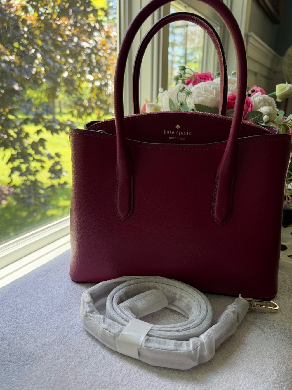 Like New Kate Spade New York Rory Saffiano Leather Medium Satchel in BlackBerry - Picture 2 of 16
